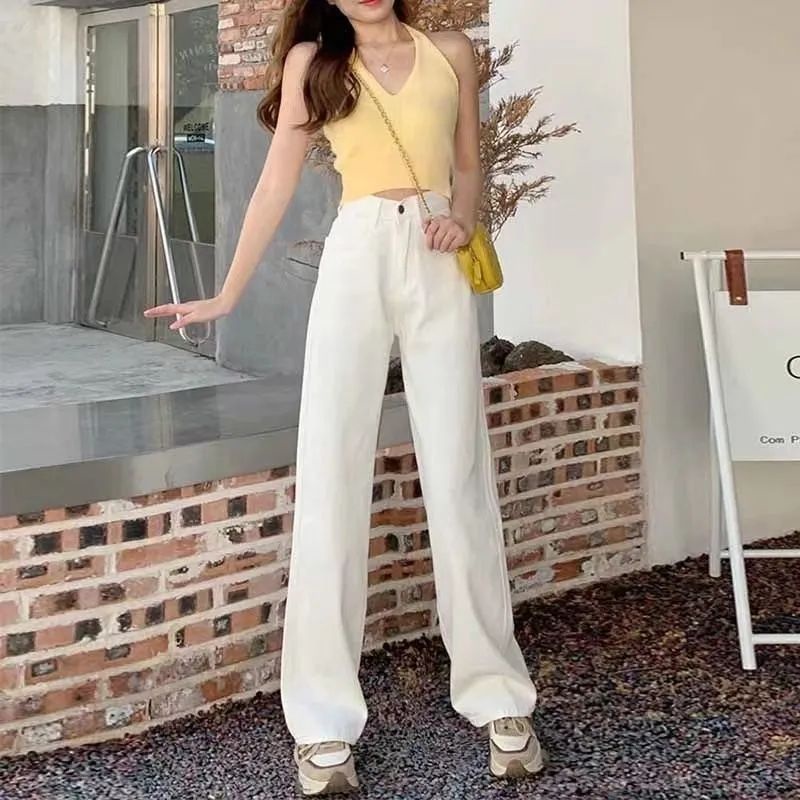 Quần Jean Ống Rộng Lưng Cao Thời Trang Mùa Hè 2023 Dành Cho Nữ