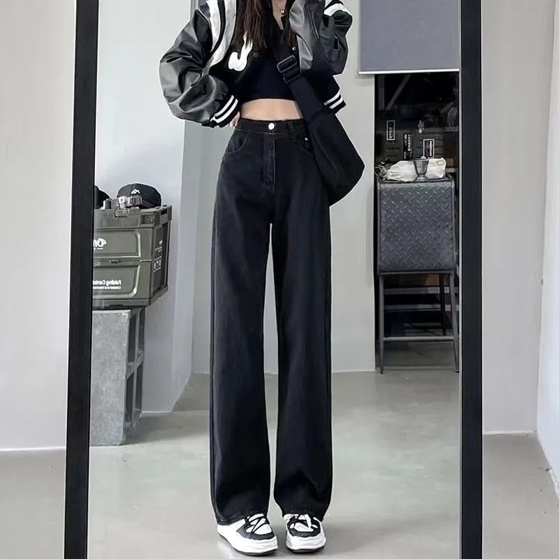 Quần Jean Ống Rộng Lưng Cao Thời Trang Mùa Hè 2023 Dành Cho Nữ