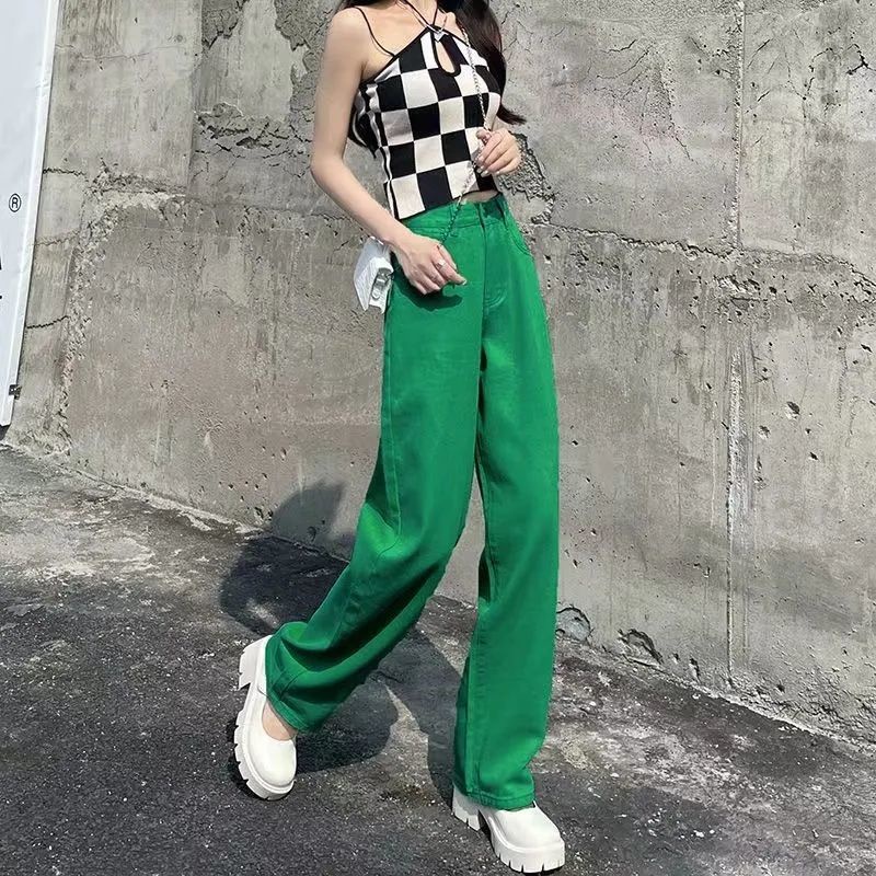 Quần Jean Ống Rộng Lưng Cao Thời Trang Mùa Hè 2023 Dành Cho Nữ