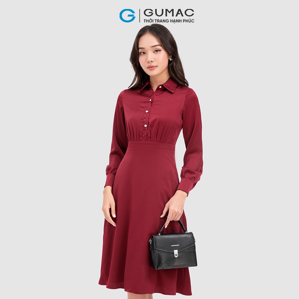 Đầm sơ mi phom A thời trang GUMAC DC11098