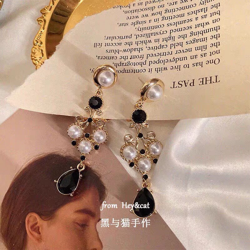 Bông Tai Mạ Bạc 925 Dáng Dài Đính Ngọc Trai Phong Cách Hong Kong Dễ Thương