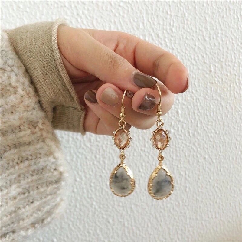 Bông Tai Mạ Bạc 925 Dáng Dài Đính Ngọc Trai Phong Cách Hong Kong Dễ Thương