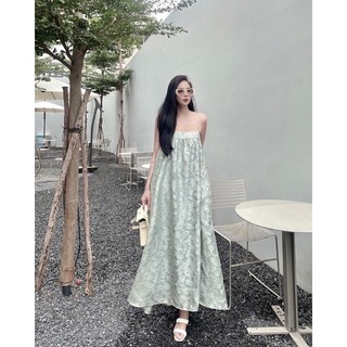 ĐẦM MAXI HAI DÂY XANH