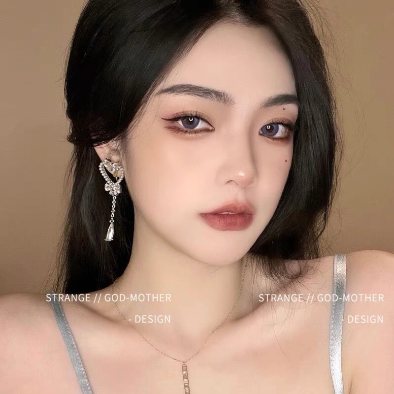 Bông Tai Đính Ngọc Trai Và Nơ Tua Rua Lấp Lánh Sang Trọng Cho Nữ