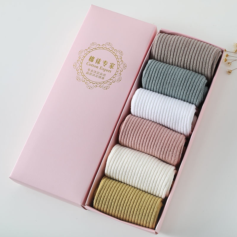 Vớ Cotton Dày Dặn Màu Trắng Đen Trơn Thoải Mái Dành Cho Nữ