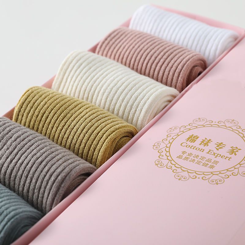 Vớ Cotton Dày Dặn Màu Trắng Đen Trơn Thoải Mái Dành Cho Nữ