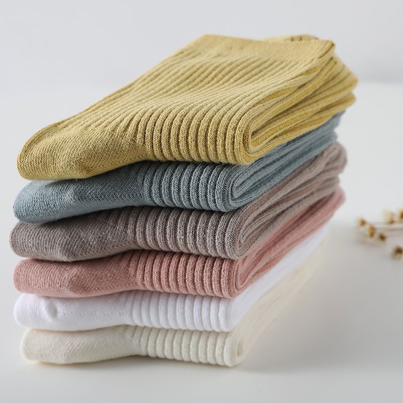 Vớ Cotton Dày Dặn Màu Trắng Đen Trơn Thoải Mái Dành Cho Nữ