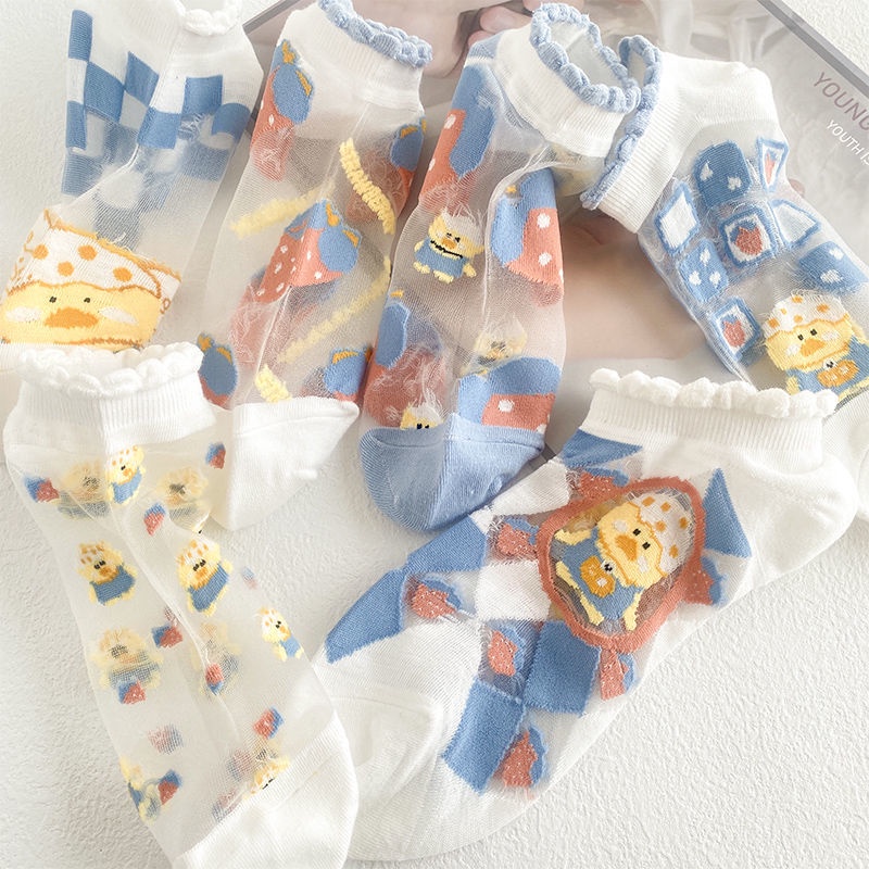 Vớ Cổ Thuyền Vải Lụa Mỏng Màu Trắng Phong Cách Nhật Bản Dễ Thương Thời Trang Mùa Hè Cho Nữ