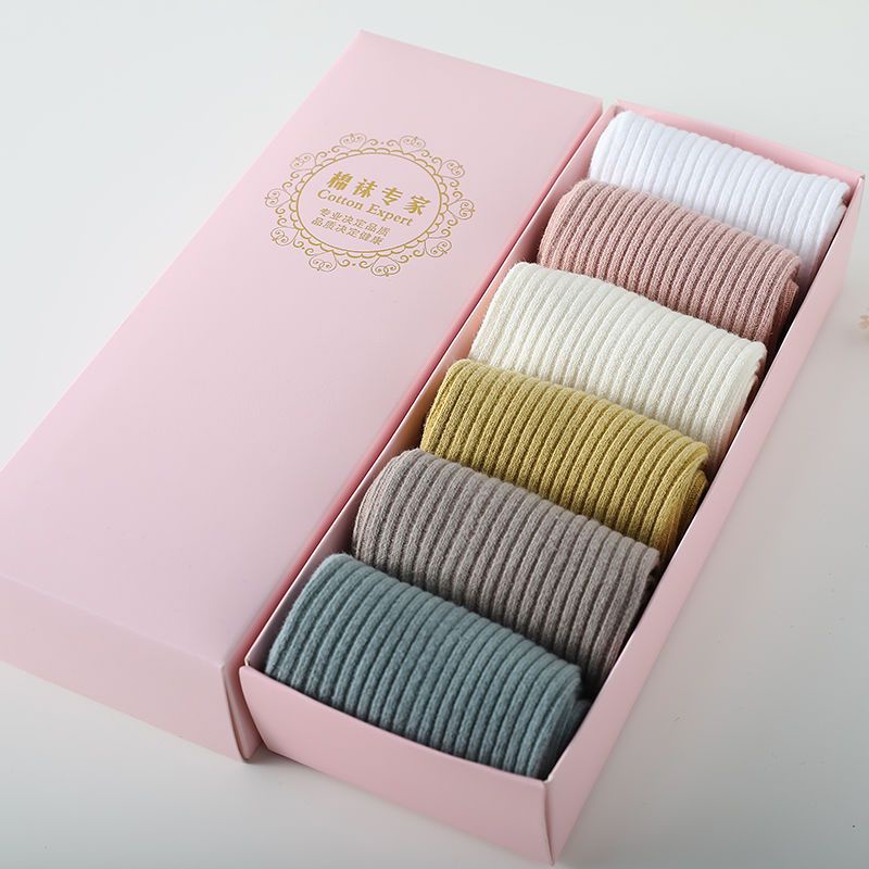 Vớ Cotton Dày Dặn Màu Trắng Đen Trơn Thoải Mái Dành Cho Nữ