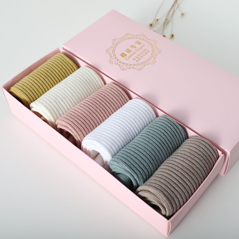 Vớ Cotton Dày Dặn Màu Trắng Đen Trơn Thoải Mái Dành Cho Nữ