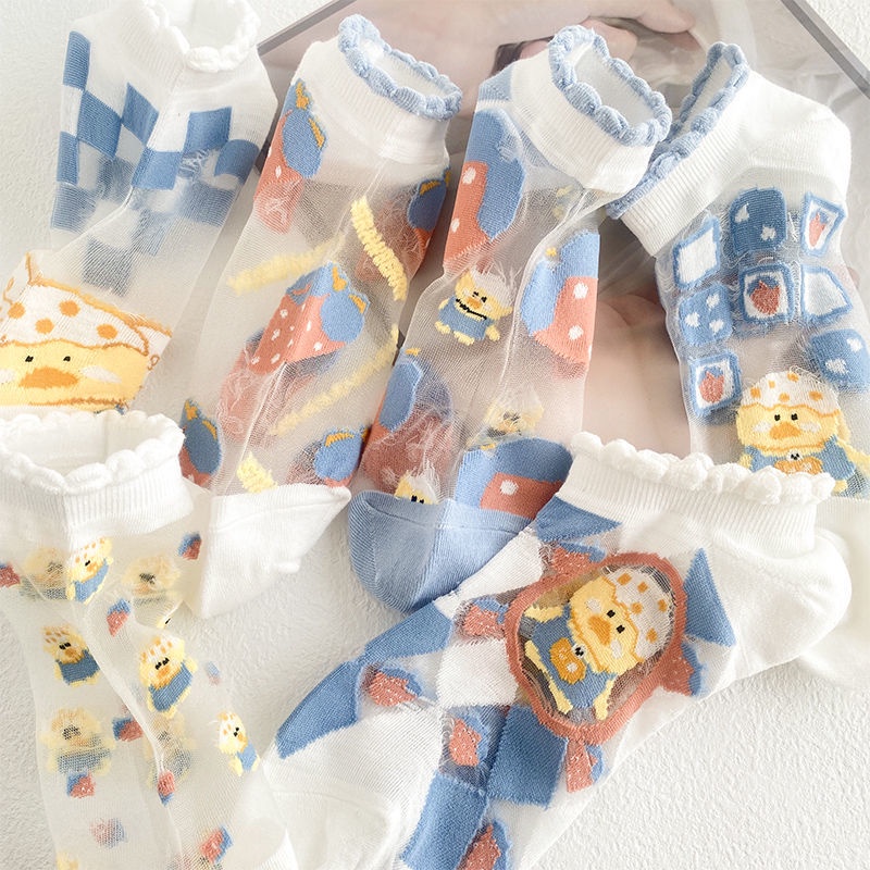 Vớ Cổ Thuyền Vải Lụa Mỏng Màu Trắng Phong Cách Nhật Bản Dễ Thương Thời Trang Mùa Hè Cho Nữ