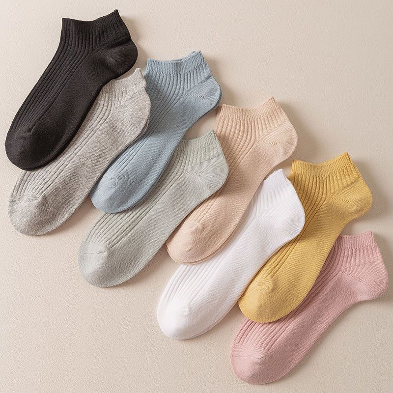 Vớ Cotton Mỏng Màu Trơn Cổ Thấp Hai Đầu Thoáng Khí Phong Cách Nhật Bản Thời Trang Xuân Hè Cho Nữ