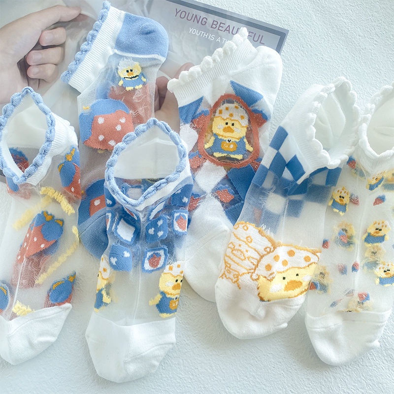 Vớ Cổ Thuyền Vải Lụa Mỏng Màu Trắng Phong Cách Nhật Bản Dễ Thương Thời Trang Mùa Hè Cho Nữ