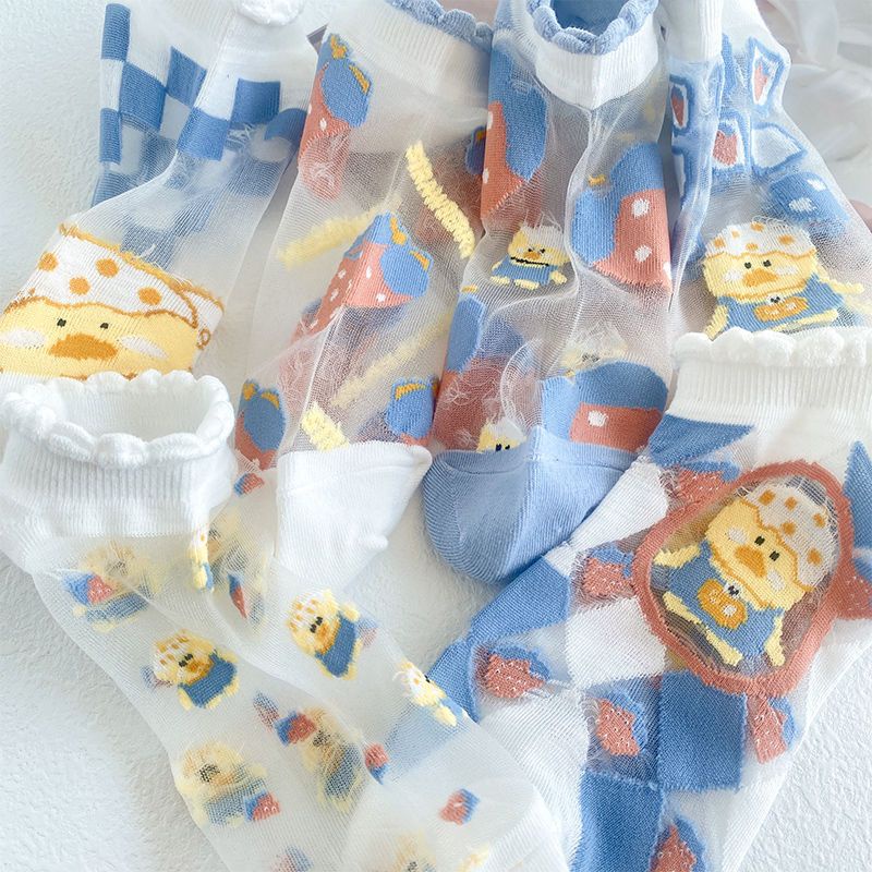 Vớ Cổ Thuyền Vải Lụa Mỏng Màu Trắng Phong Cách Nhật Bản Dễ Thương Thời Trang Mùa Hè Cho Nữ