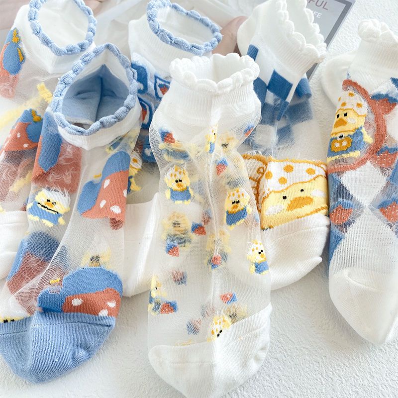 Vớ Cổ Thuyền Vải Lụa Mỏng Màu Trắng Phong Cách Nhật Bản Dễ Thương Thời Trang Mùa Hè Cho Nữ