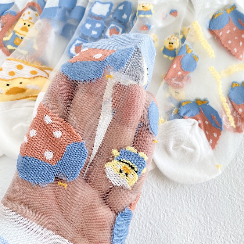 Vớ Cổ Thuyền Vải Lụa Mỏng Màu Trắng Phong Cách Nhật Bản Dễ Thương Thời Trang Mùa Hè Cho Nữ