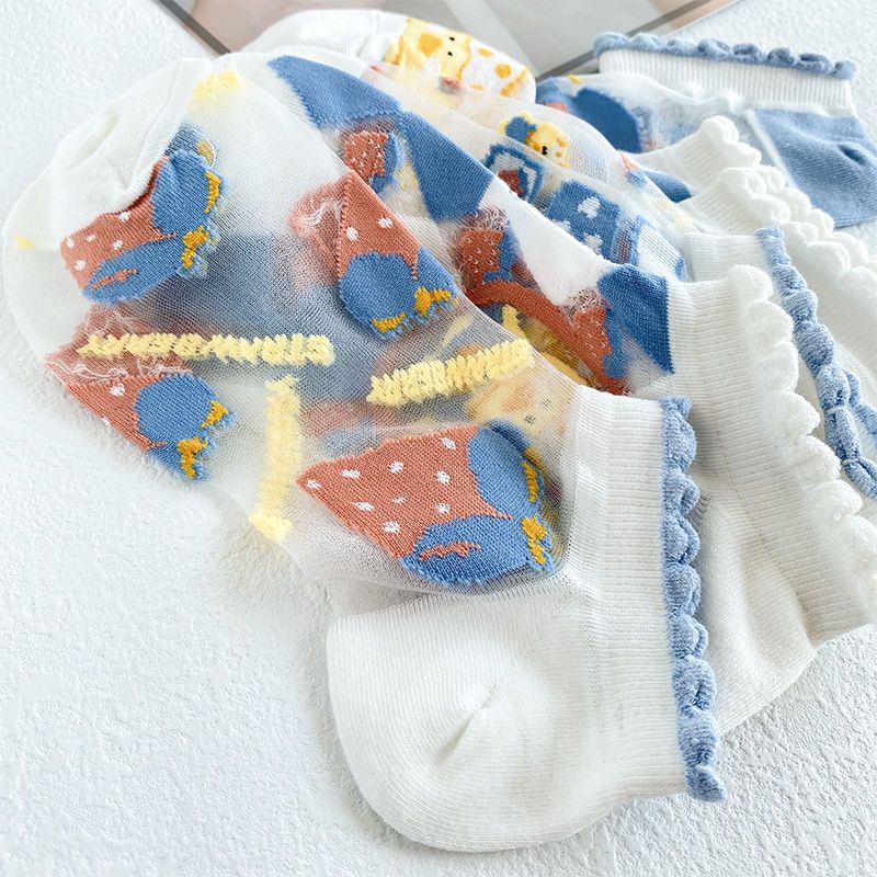 Vớ Cổ Thuyền Vải Lụa Mỏng Màu Trắng Phong Cách Nhật Bản Dễ Thương Thời Trang Mùa Hè Cho Nữ