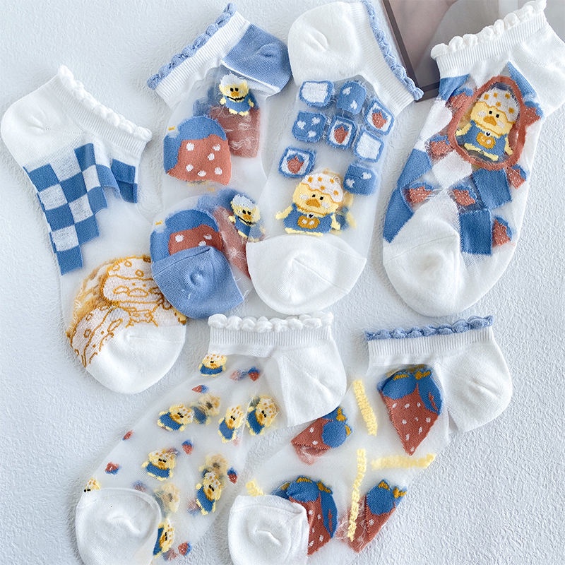 Vớ Cổ Thuyền Vải Lụa Mỏng Màu Trắng Phong Cách Nhật Bản Dễ Thương Thời Trang Mùa Hè Cho Nữ