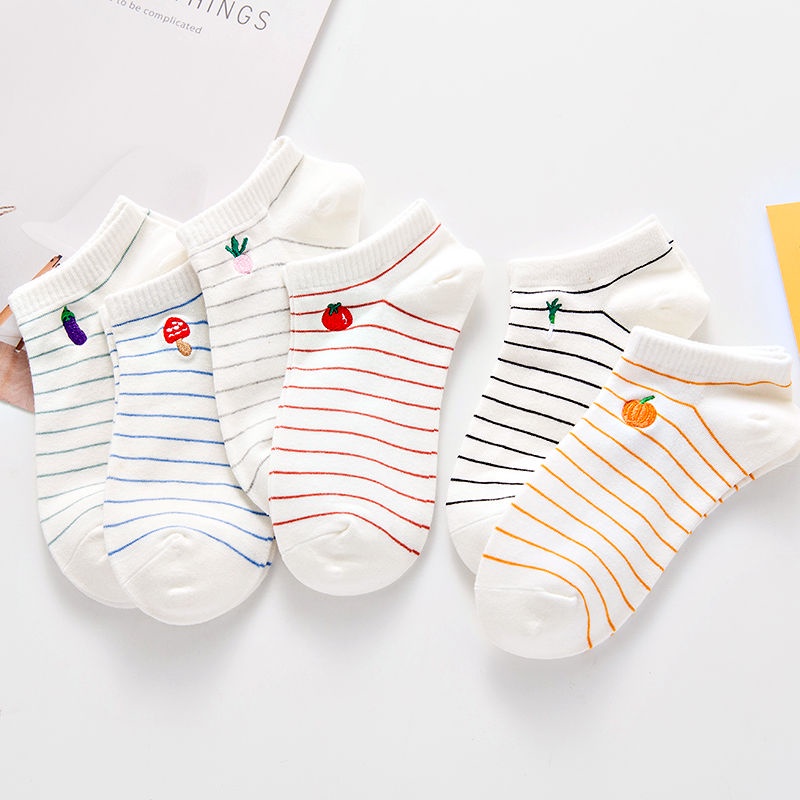 Vớ Thuyền Mỏng Cổ Thấp Thêu Họa Tiết Dễ Thương Phong Cách Nhật Bản Thời Trang Xuân Hè Cho Nữ