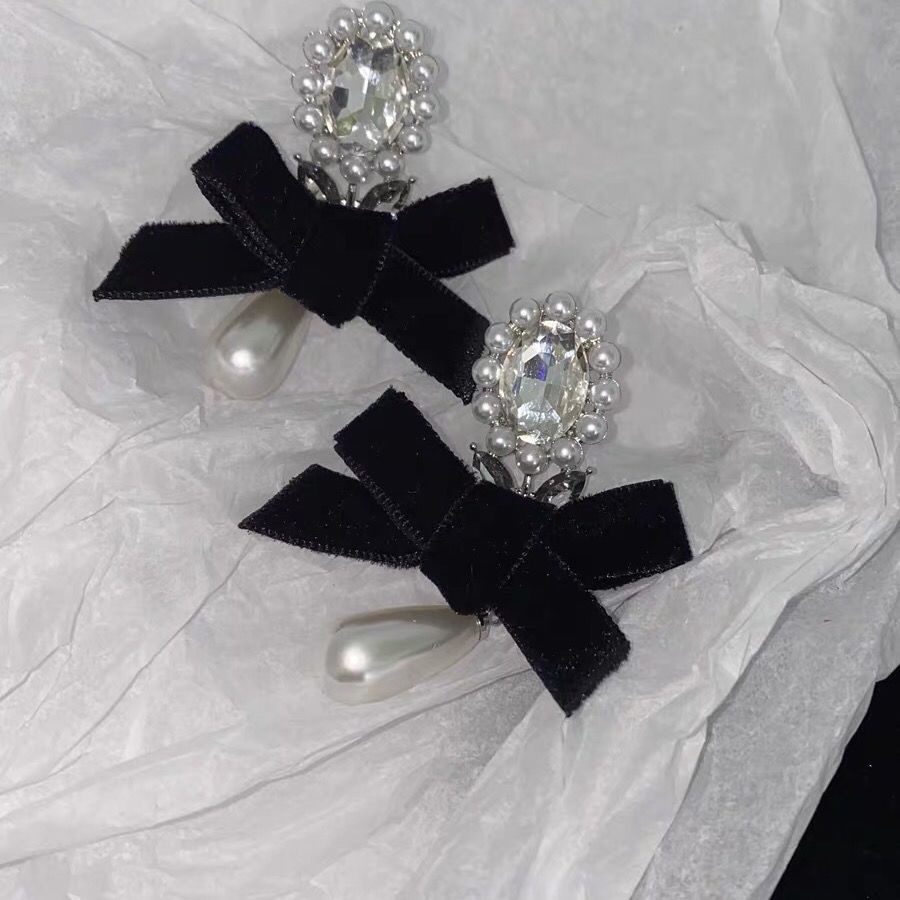 Bông Tai Mạ Bạc 925 Hình Nơ Đính Ngọc Trai Nhân Tạo Thời Trang