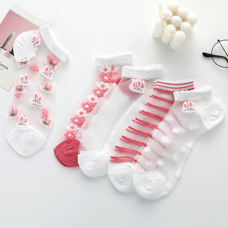 Vớ Lụa Pha Lê Miệng Nông Siêu Mỏng Màu Hồng Dễ Thương Thời Trang Mùa Hè Cho Nữ