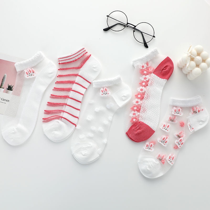 Vớ Lụa Pha Lê Miệng Nông Siêu Mỏng Màu Hồng Dễ Thương Thời Trang Mùa Hè Cho Nữ