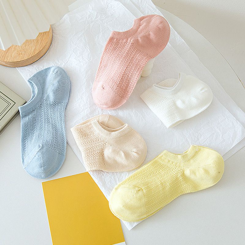 Vớ Thuyền Cotton Trơn Mỏng Miệng Nông Chống Trượt Phong Cách Mùa Hè Cho Nữ