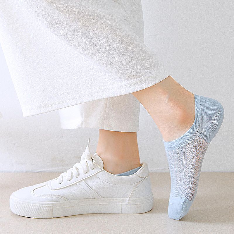 Vớ Thuyền Cotton Trơn Mỏng Miệng Nông Chống Trượt Phong Cách Mùa Hè Cho Nữ