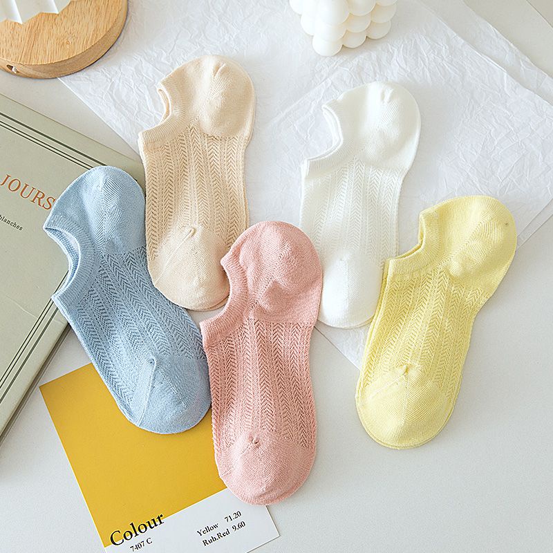 Vớ Thuyền Cotton Trơn Mỏng Miệng Nông Chống Trượt Phong Cách Mùa Hè Cho Nữ