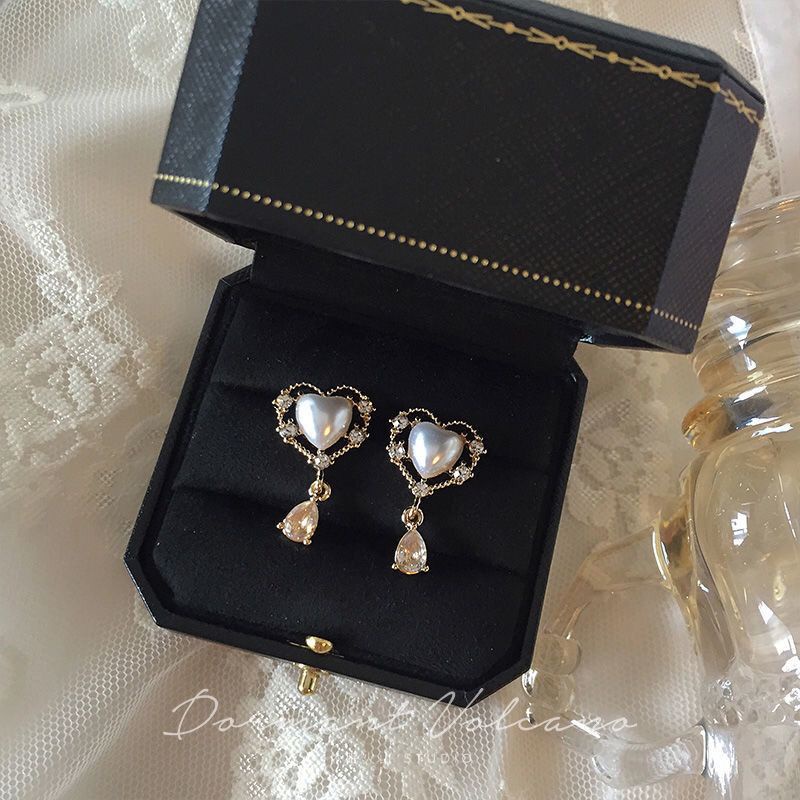 Bông Tai Kẹp Đính Đá Zircon Hình Giọt Nước Không Cần Xỏ Khuyên Phong Cách Cổ Điển Thanh Lịch