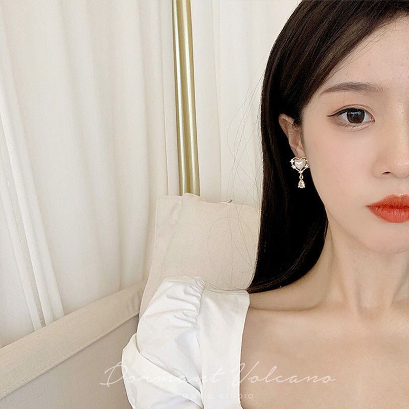 Bông Tai Kẹp Đính Đá Zircon Hình Giọt Nước Không Cần Xỏ Khuyên Phong Cách Cổ Điển Thanh Lịch