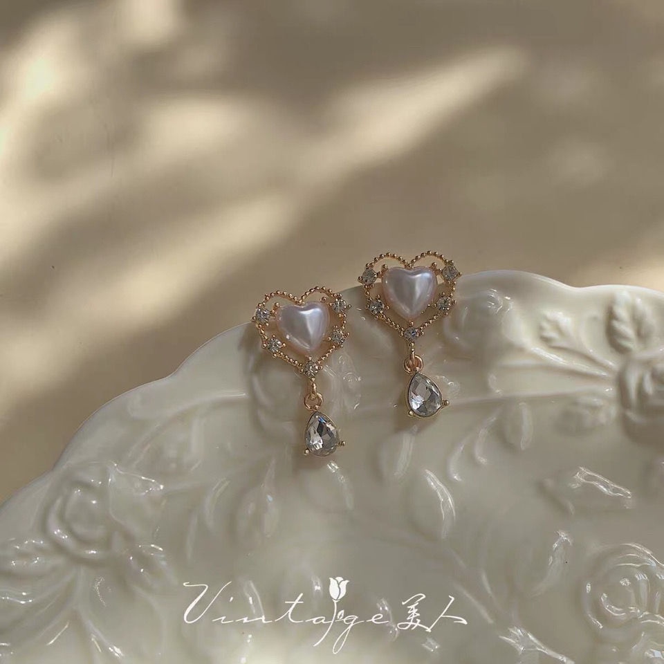 Bông Tai Kẹp Đính Đá Zircon Hình Giọt Nước Không Cần Xỏ Khuyên Phong Cách Cổ Điển Thanh Lịch