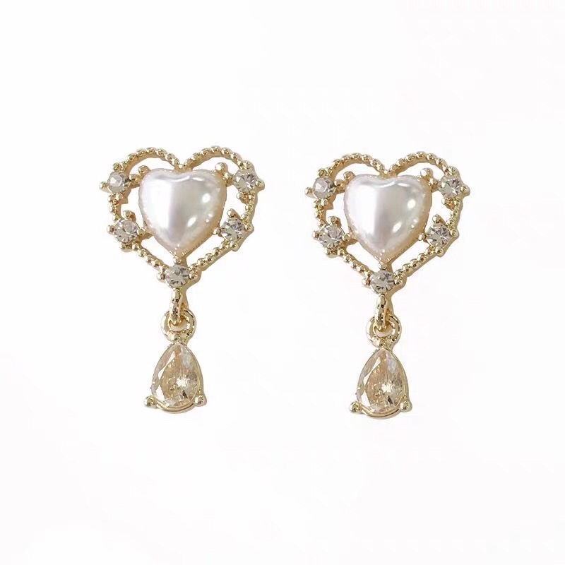 Bông Tai Kẹp Đính Đá Zircon Hình Giọt Nước Không Cần Xỏ Khuyên Phong Cách Cổ Điển Thanh Lịch