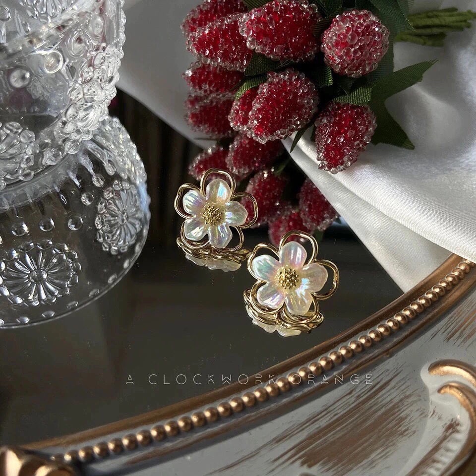 Bông Tai Mạ Bạc 925 Hình Nơ Đính Đá Opal Đơn Giản Tinh Tế