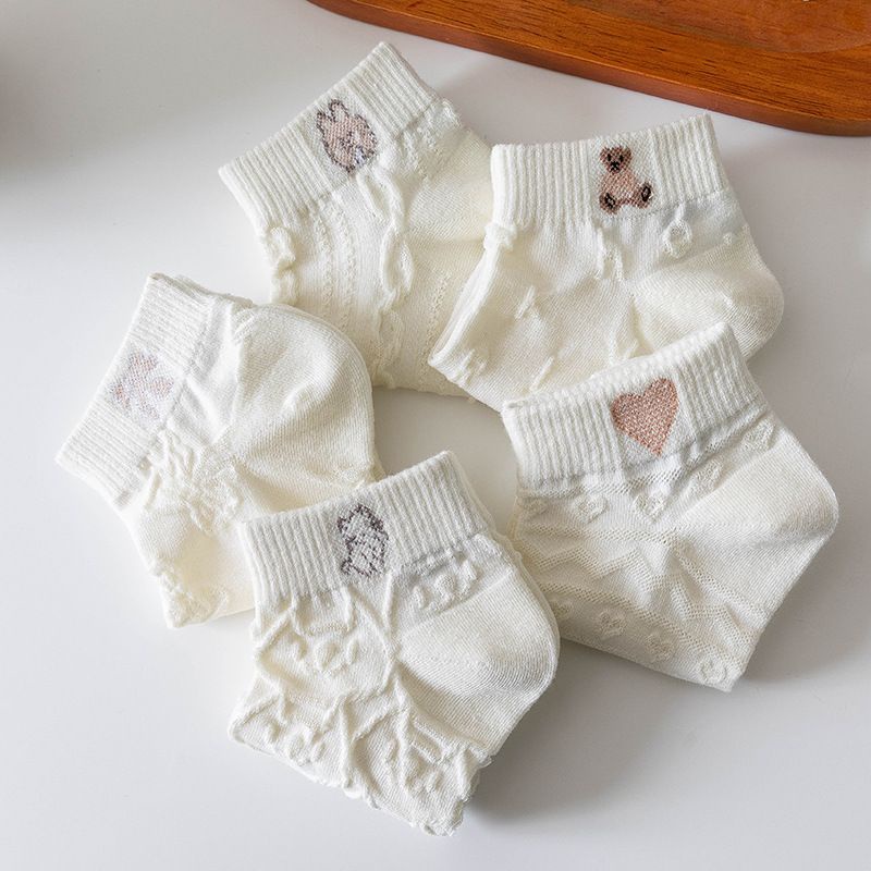 Đôi Vớ Cổ Thấp Phối Ren Màu Trắng Dễ Thương Thời Trang Mùa Hè Cho Nữ