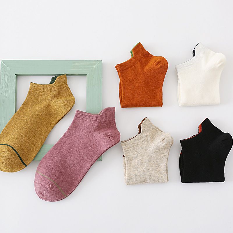 Vớ Cotton Mỏng Màu Trơn Cổ Thấp Thấm Hút Mồ Hôi Thời Trang Xuân Hè Cho Nữ