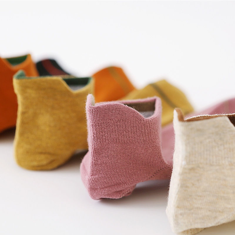 Vớ Cotton Mỏng Màu Trơn Cổ Thấp Thấm Hút Mồ Hôi Thời Trang Xuân Hè Cho Nữ