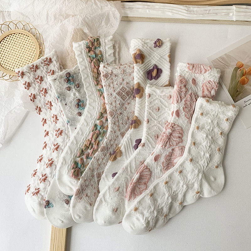 Vớ Cổ Cao Mỏng Màu Trắng Thời Trang Xuân Hè Dễ Phối Đồ Cho Nữ