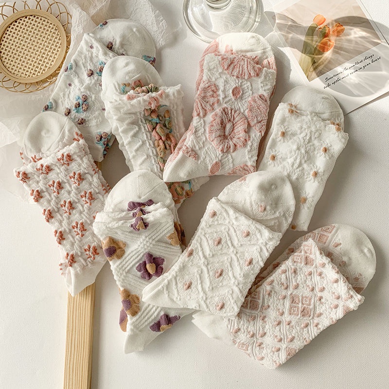 Vớ Cổ Cao Mỏng Màu Trắng Thời Trang Xuân Hè Dễ Phối Đồ Cho Nữ