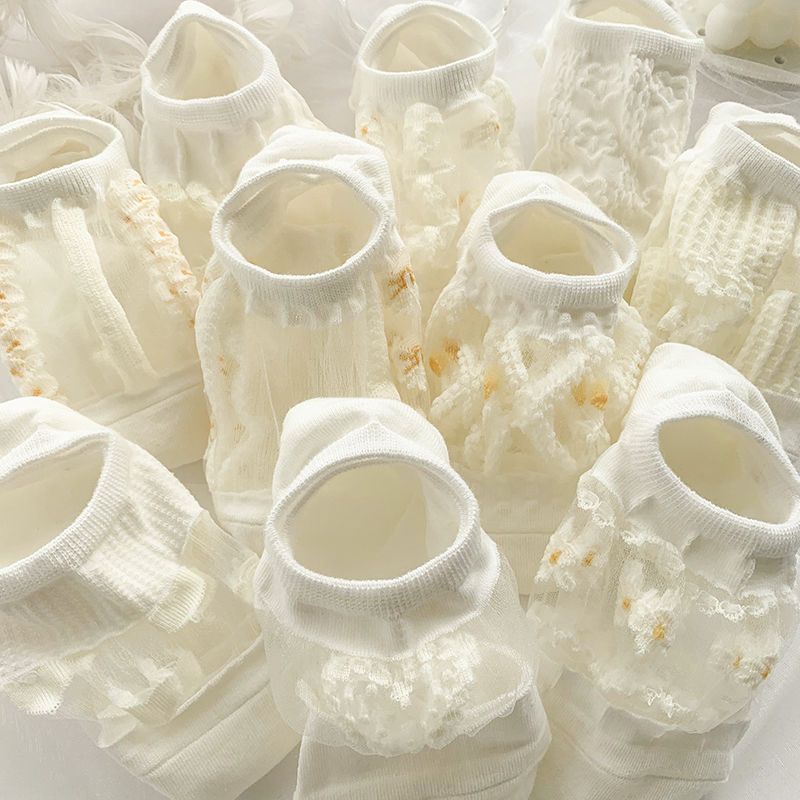 Vớ Lụa Mỏng Màu Trắng Miệng Nông Kiểu Nhật Bản Dễ Thương Thời Trang Mùa Hè Cho Bạn Gái