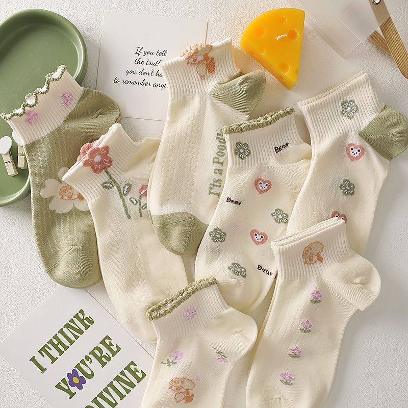 Vớ Thuyền Mỏng Thoáng Khí Thấm Hút Mồ Hôi Phong Cách Mori Dễ Thương Thời Trang Xuân Hè Cho Nữ