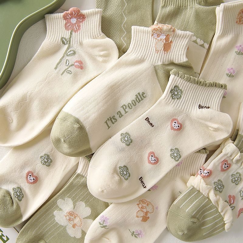 Vớ Thuyền Mỏng Thoáng Khí Thấm Hút Mồ Hôi Phong Cách Mori Dễ Thương Thời Trang Xuân Hè Cho Nữ