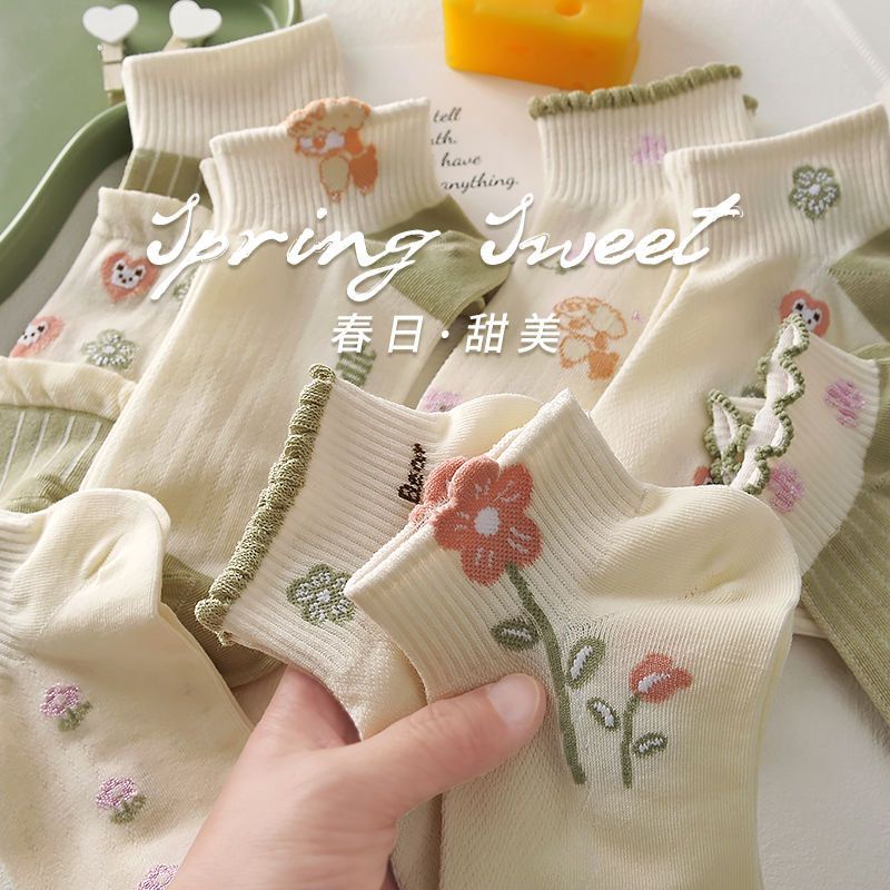 Vớ Thuyền Mỏng Thoáng Khí Thấm Hút Mồ Hôi Phong Cách Mori Dễ Thương Thời Trang Xuân Hè Cho Nữ