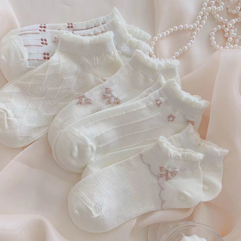 Vớ Trắng Miệng Nông Đính Nơ Phong Cách Công Chúa Ba Chiều Dễ Phối Đồ Thời Trang Mùa Hè Cho Học Sinh Nữ