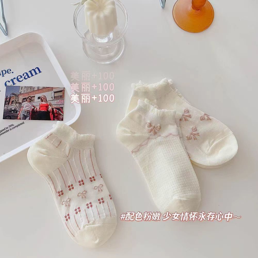 Vớ Trắng Miệng Nông Đính Nơ Phong Cách Công Chúa Ba Chiều Dễ Phối Đồ Thời Trang Mùa Hè Cho Học Sinh Nữ