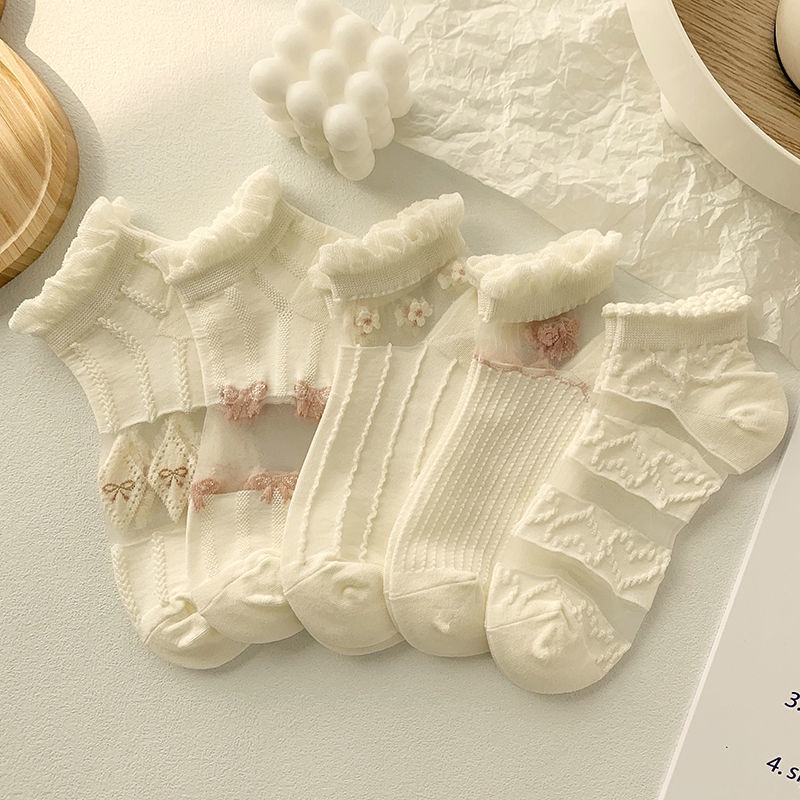 Vớ Thuyền Lụa Pha Lê Mỏng Thoáng Khí Miệng Nông Dễ Phối Đồ Phong Cách Nhật Bản Thời Trang Mùa Hè Cho Nữ