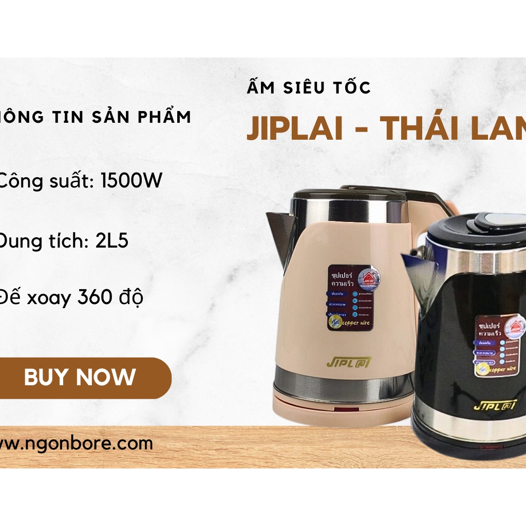 Ấm Siêu Tốc Ziplai Thái Lan 2.5L - Bình Đun Nước Siêu Tốc Sôi Nhanh, Giữ Nhiệt Tốt