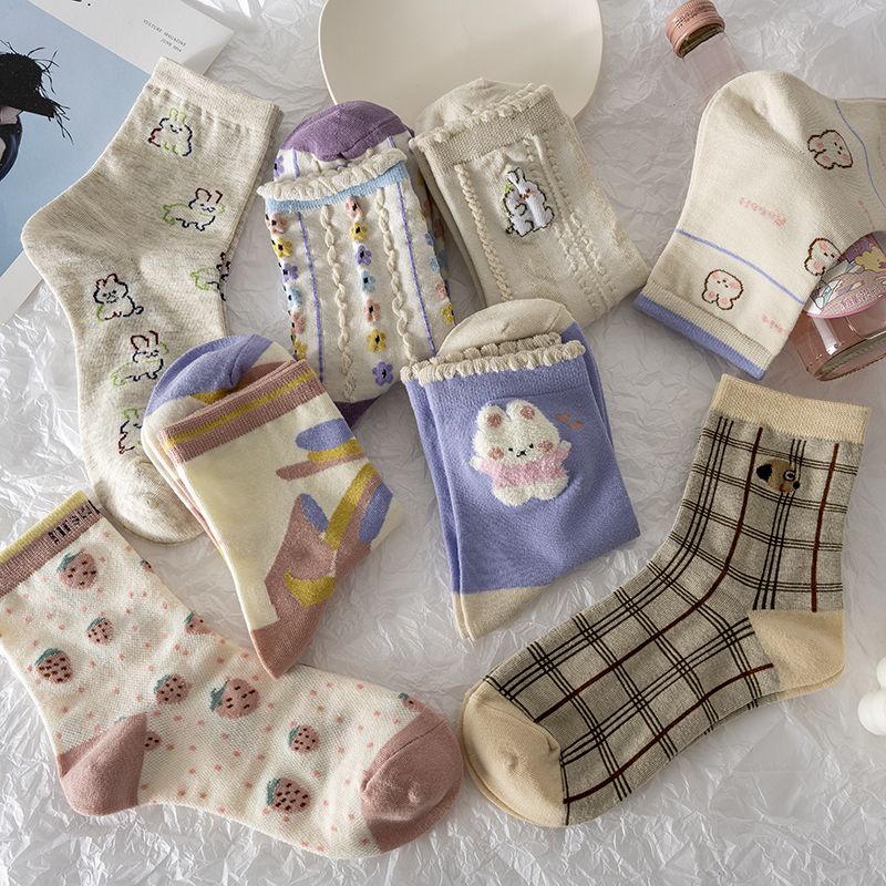 Vớ Cổ Cao In Họa Tiết Hoạt Hình Phong Cách Nhật Bản Dễ Phối Đồ Thời Trang Mùa Hè Cho Nữ