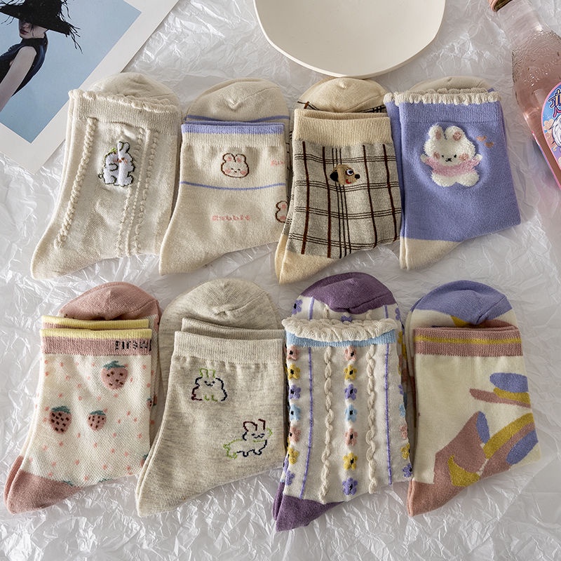 Vớ Cổ Cao In Họa Tiết Hoạt Hình Phong Cách Nhật Bản Dễ Phối Đồ Thời Trang Mùa Hè Cho Nữ