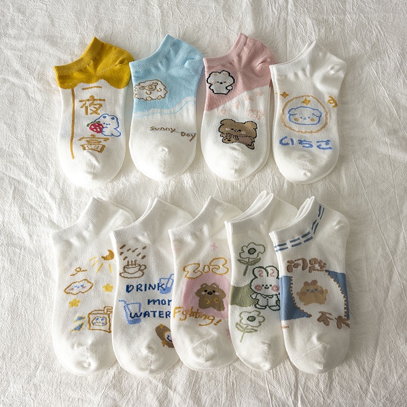 Vớ Ngắn Mỏng Mùa Hè Màu Trắng Thoải Mái Dễ Thương Phong Cách Nhật Bản Cho Nữ